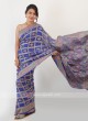 Blue Color Bandhani Chiffon Saree